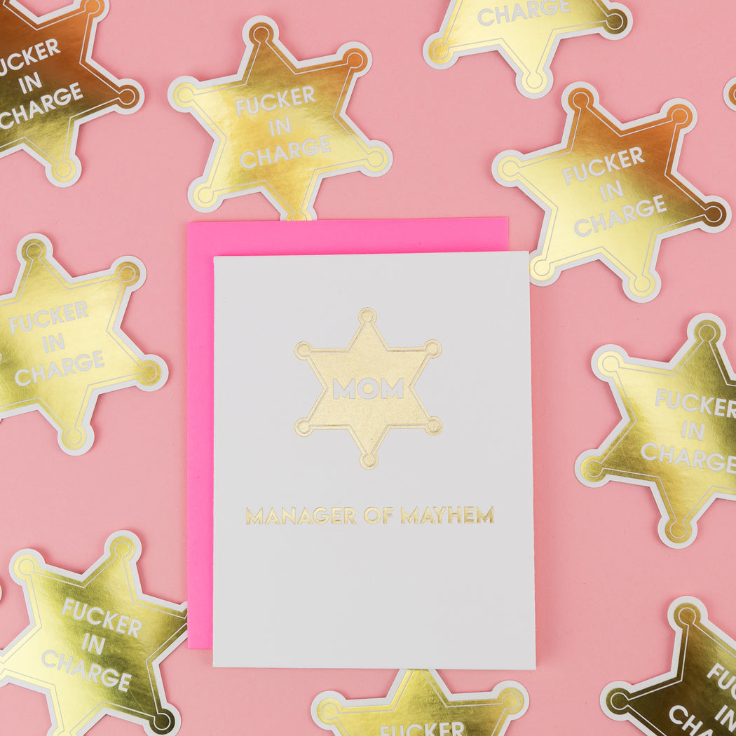 MOM: Manager of Mayhem - Mother's Day Letterpress Card