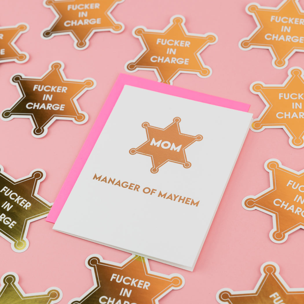 MOM: Manager of Mayhem - Mother's Day Letterpress Card
