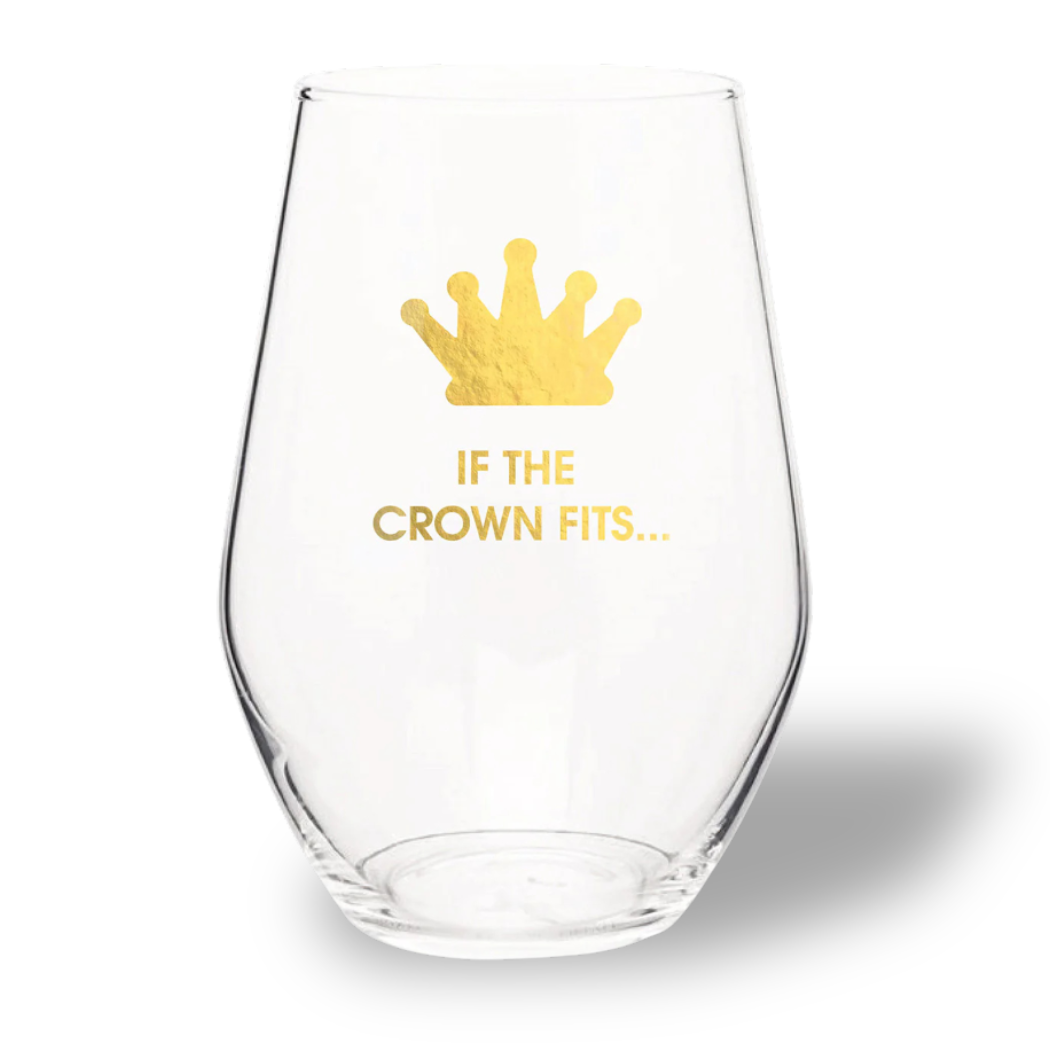 If The Crown Fits - Gold Foil Stemless Wine Glass - Thumbnail 2