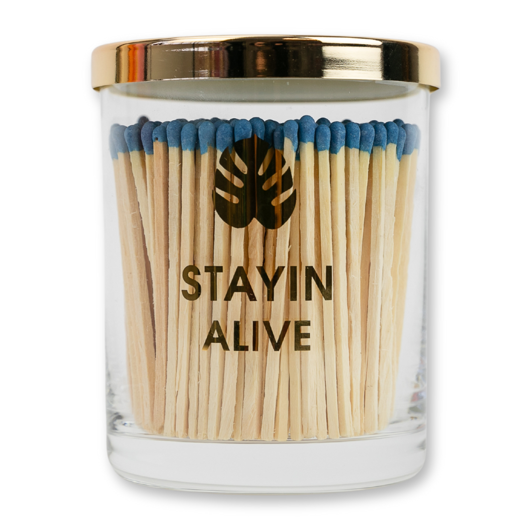 Match + Rocks Glass Duo - Stayin' Alive + Bright Blue Matches - Thumbnail 2