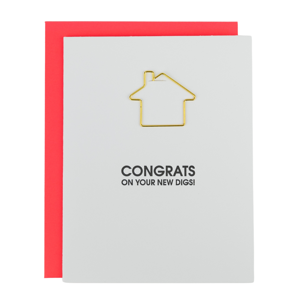 Congrats On Your New Digs - Paperclip Letterpress Card
