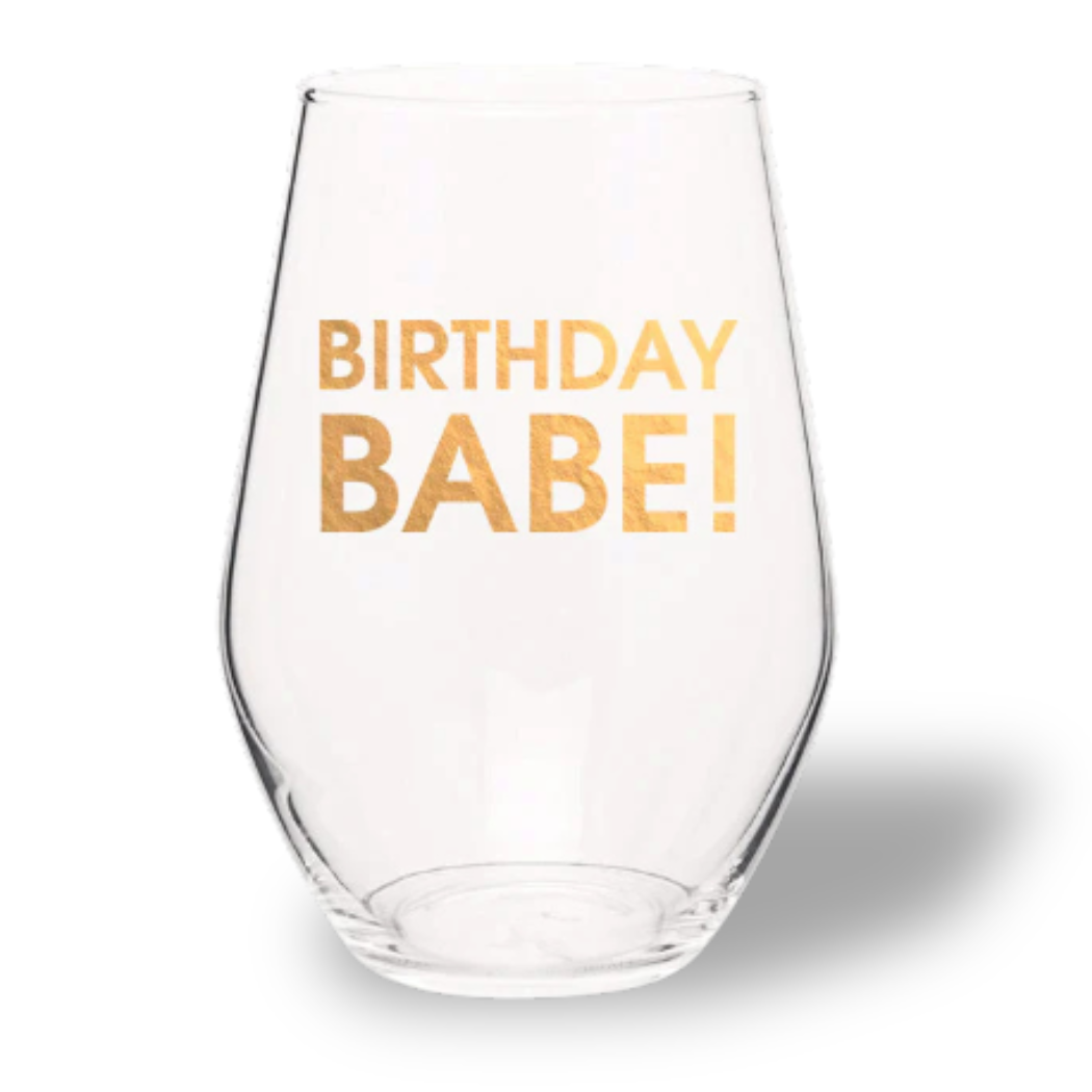 Birthday Babe - Gold Foil Stemless Wine Glass - Thumbnail 2