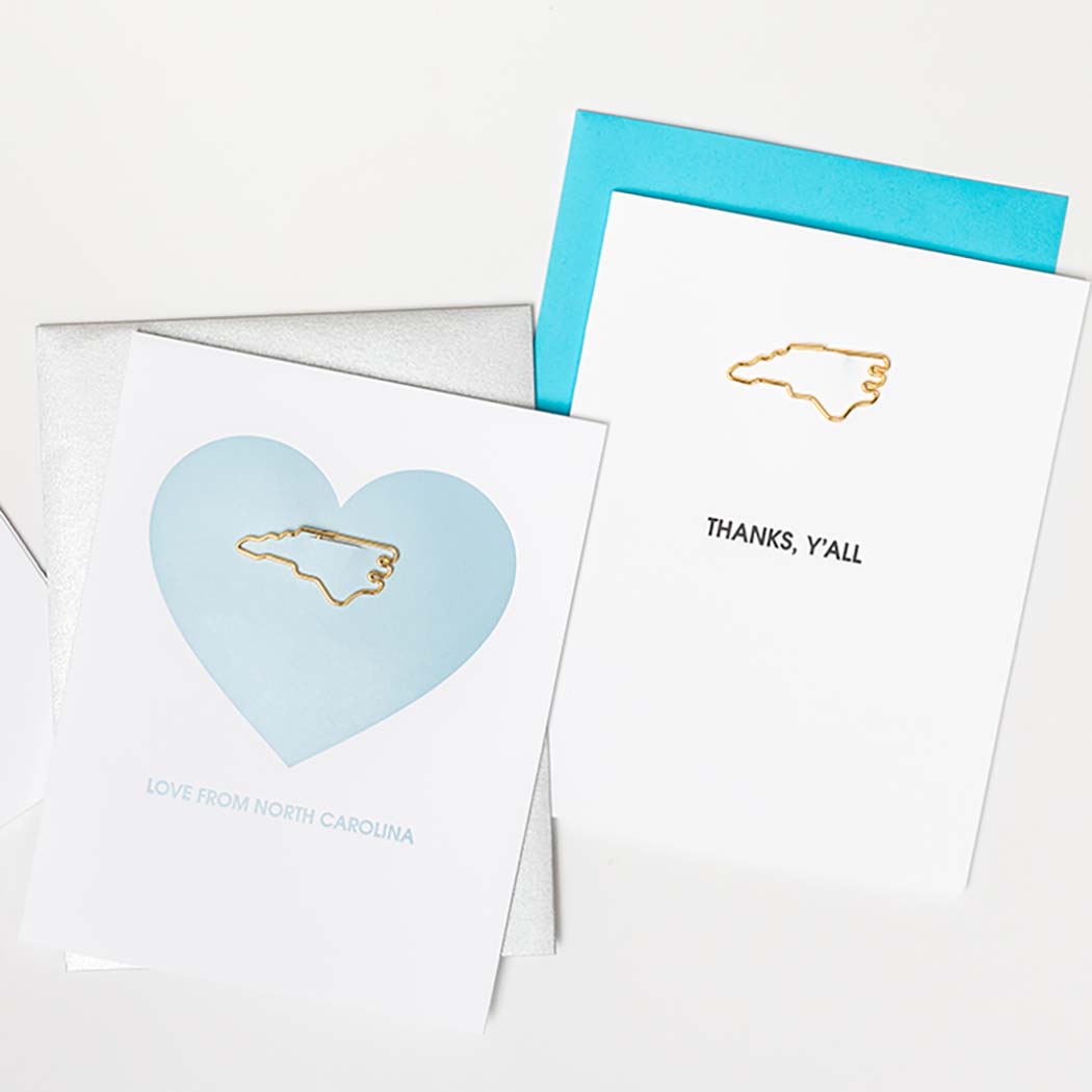 Love From North Carolina - Paper Clip Letterpress card