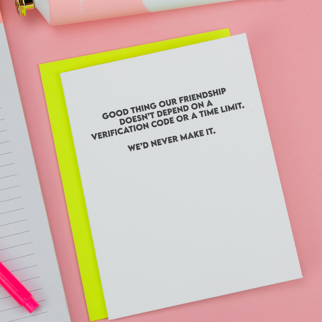 Friendship Verification Code - Funny Card