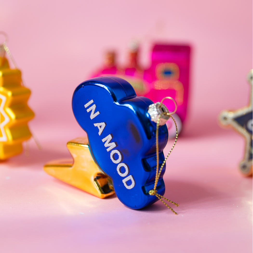 In A Mood - Cloud with Lightning Bolt - Glass Blown Holiday Ornament