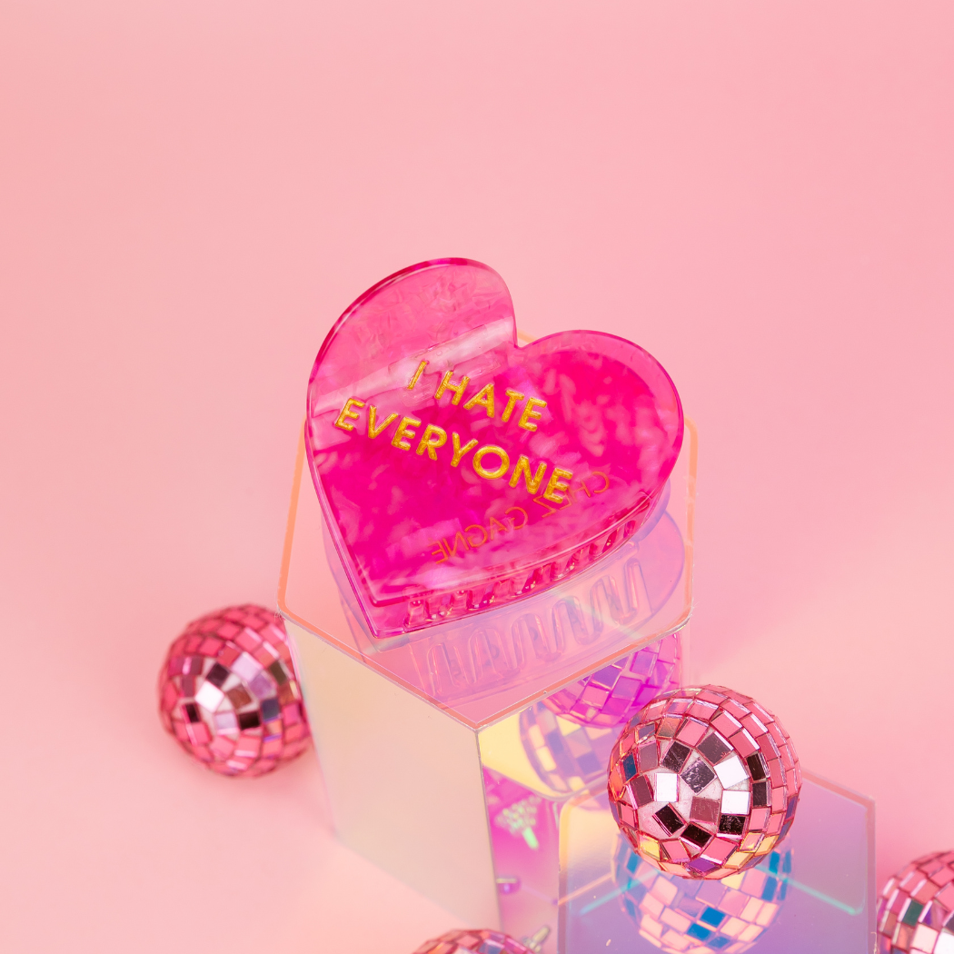 I Hate Everyone - Heart - Cellulose Acetate Hair Claw Clip