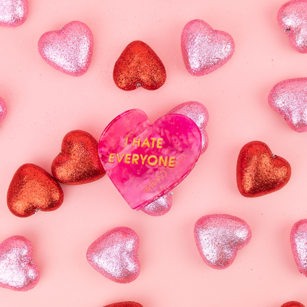 I Hate Everyone - Heart - Cellulose Acetate Hair Claw Clip