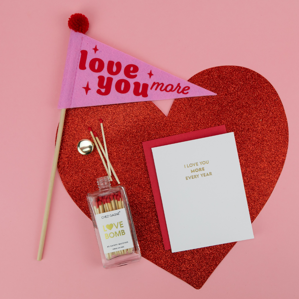 Love Bomb - Glass Bottle Safety Matches - Red Tips