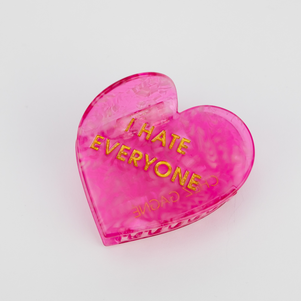 I Hate Everyone - Heart - Cellulose Acetate Hair Claw Clip