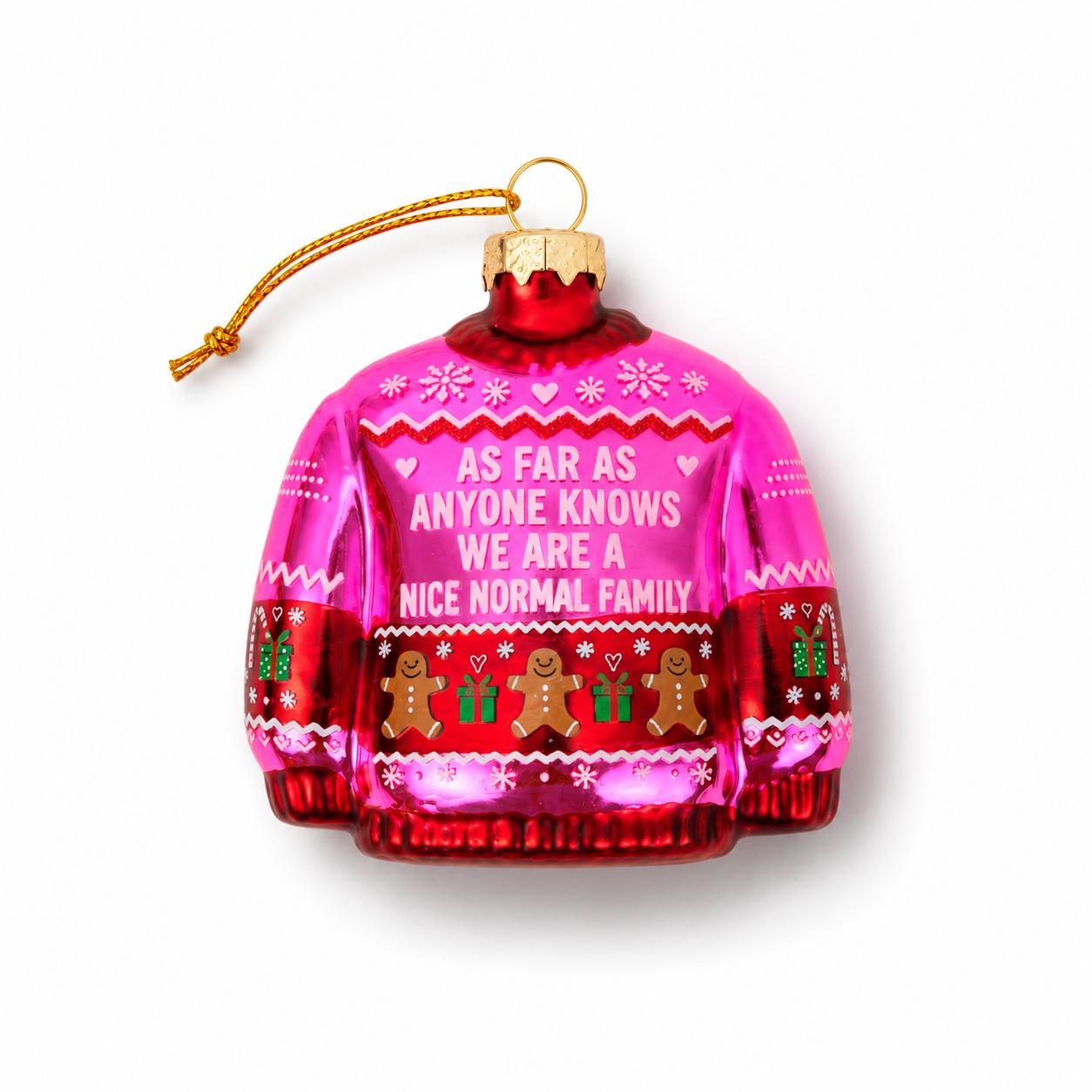 As Far As Anyone Knows We're A Nice Normal Family - Sweater Glass Ornament
