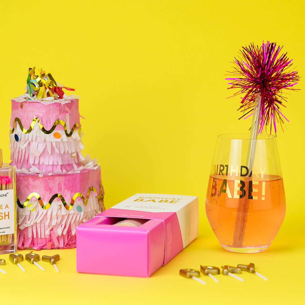 Birthday Babe - Gold Foil Stemless Wine Glass
