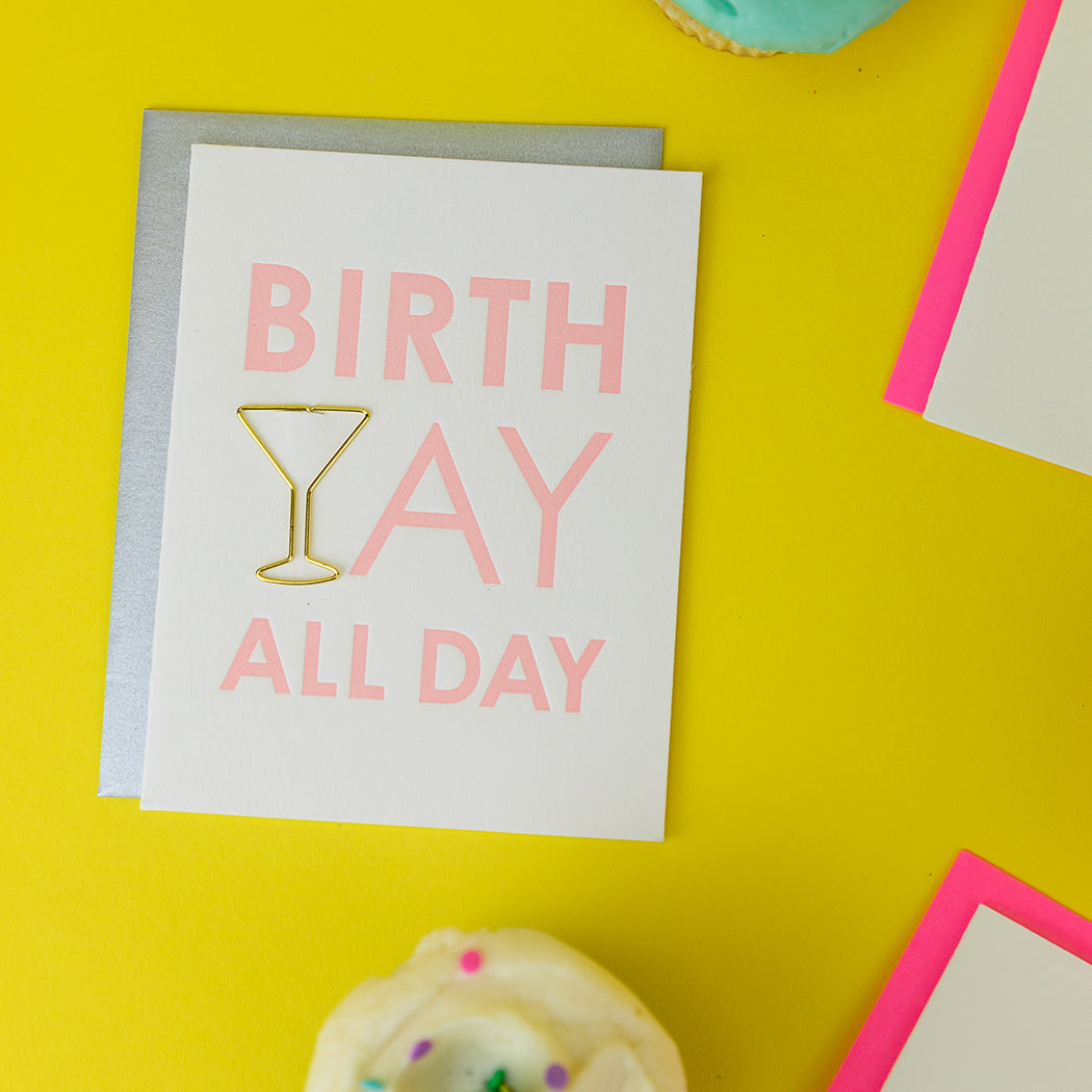 Birth Yay All Day - Paper Clip Letterpress Card