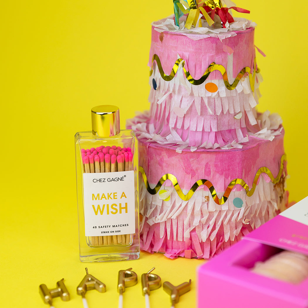 Make A Wish - Glass Bottle Safety Matches (Hot Pink)