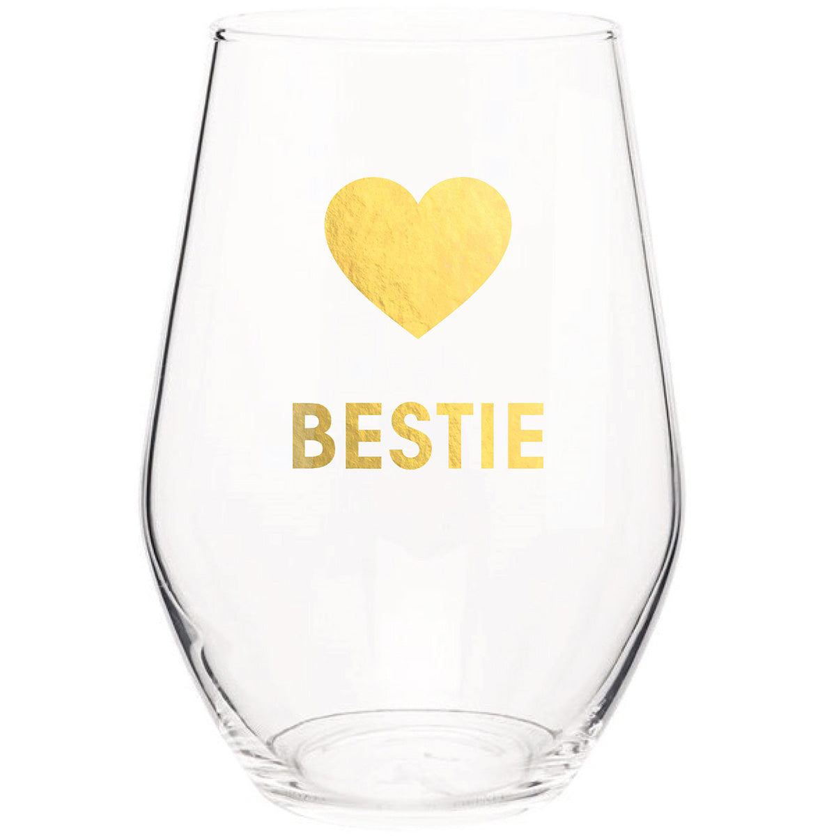 Bestie - Gold Foil Stemless Wine Glass