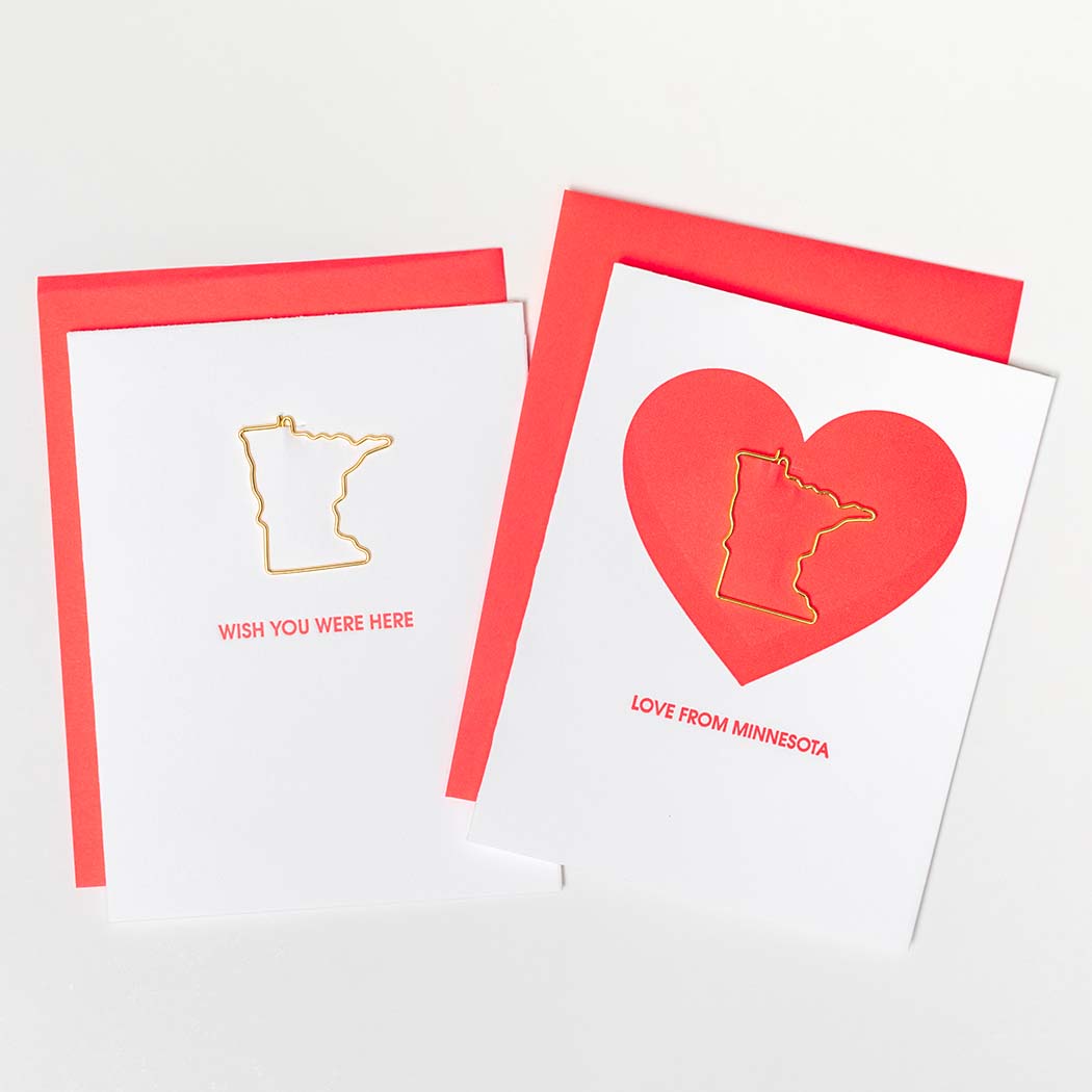Love From Minnesota - Paper Clip Letterpress Card