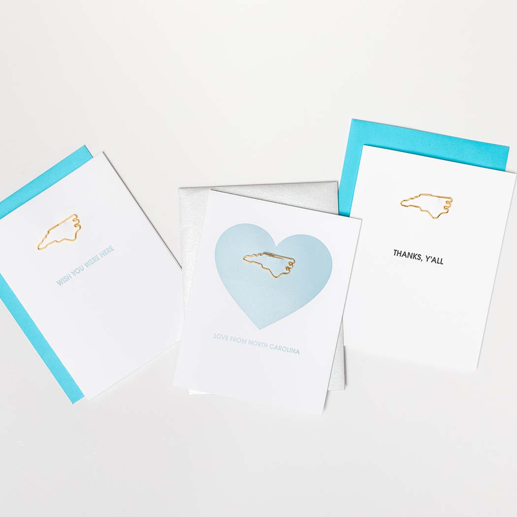 Wish You Were Here North Carolina - Paper Clip Letterpress Card