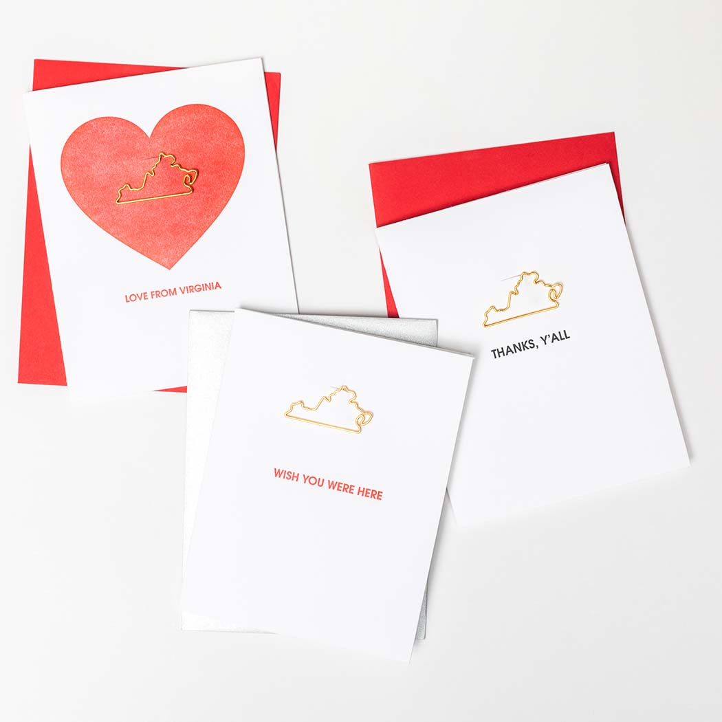 Wish You Were Here Virginia - Paper Clip Letterpress Card