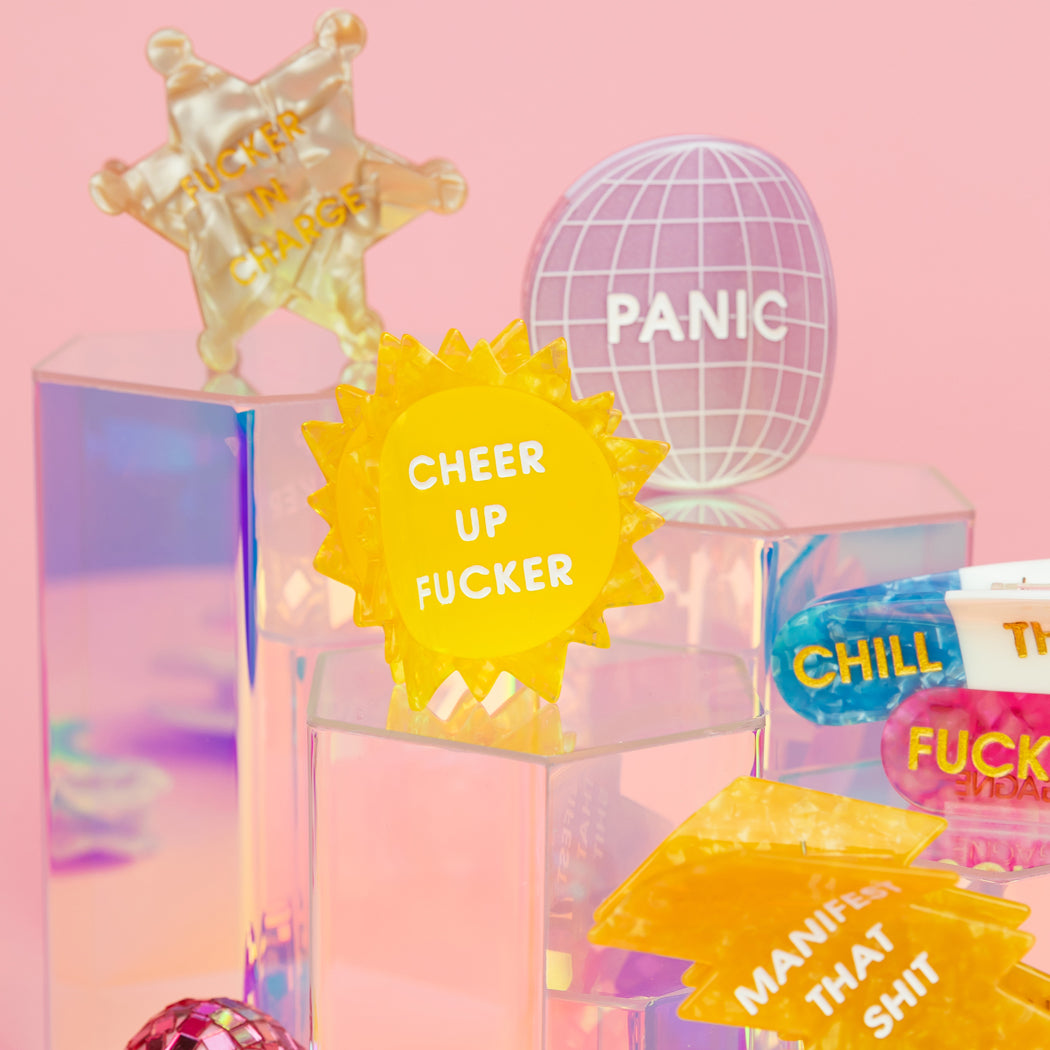 Cheer Up Fucker - Sun - Cellulose Acetate Hair Claw Clip