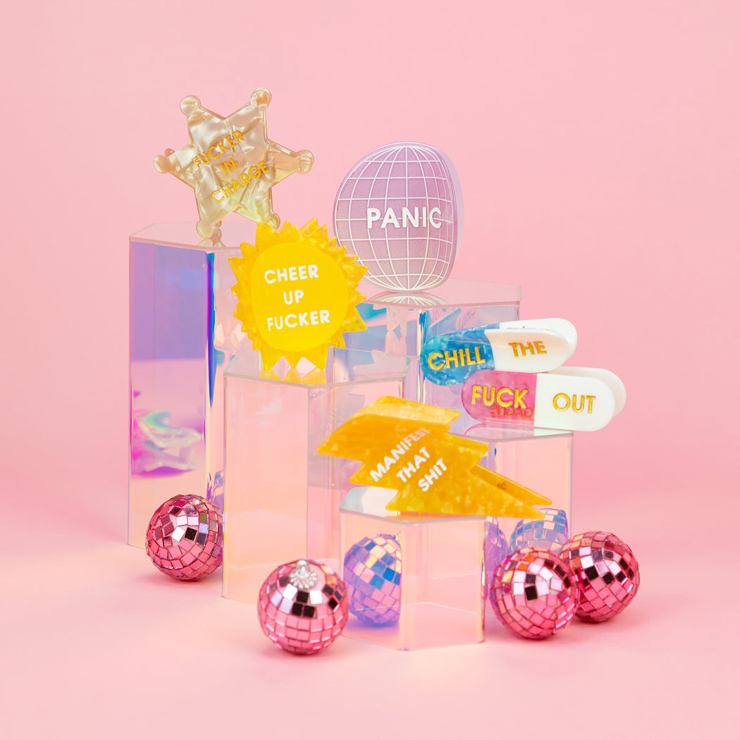 Cheer Up Fucker - Sun - Cellulose Acetate Hair Claw Clip