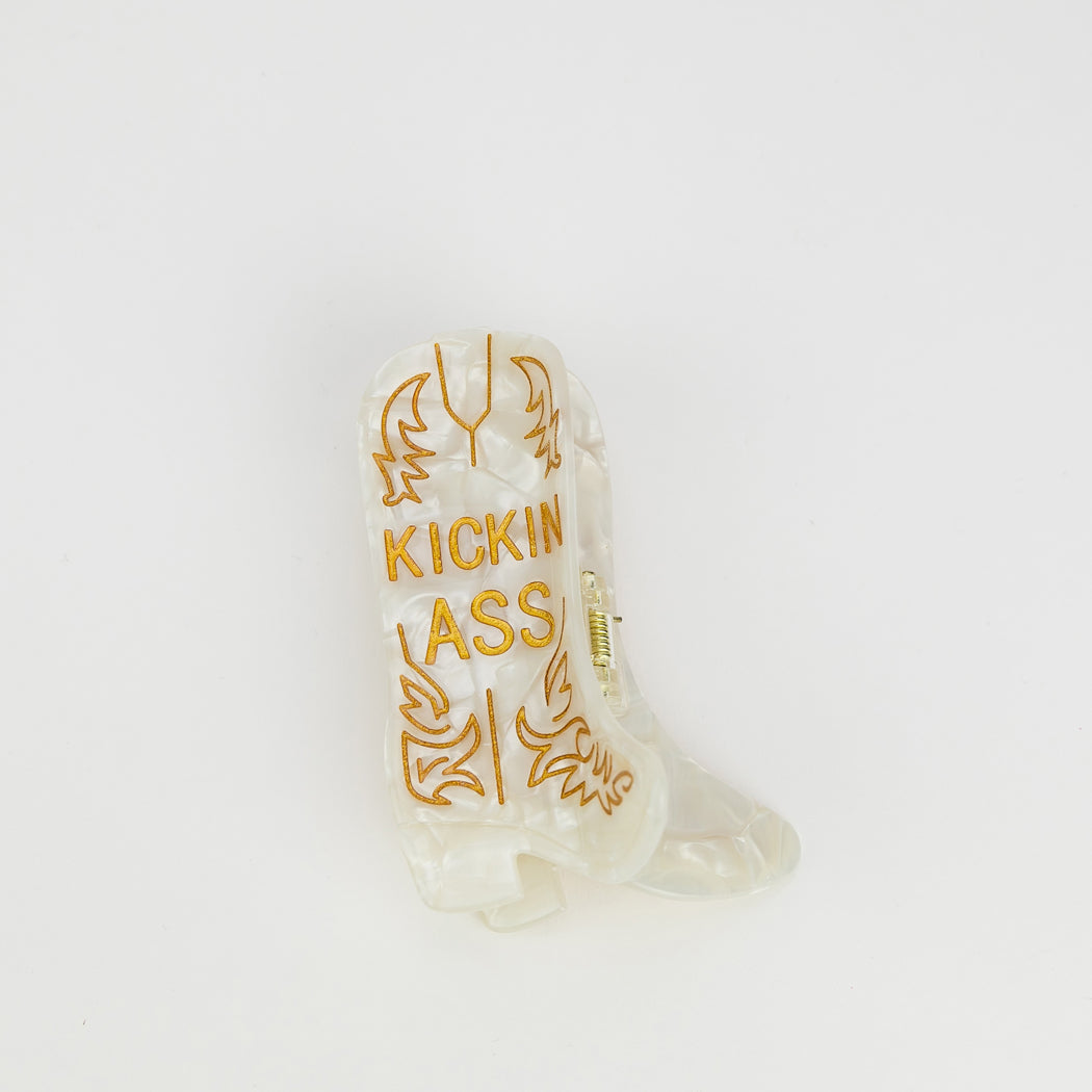 Kickin' Ass - Cowboy Boot - Cellulose Acetate Hair Claw Clip