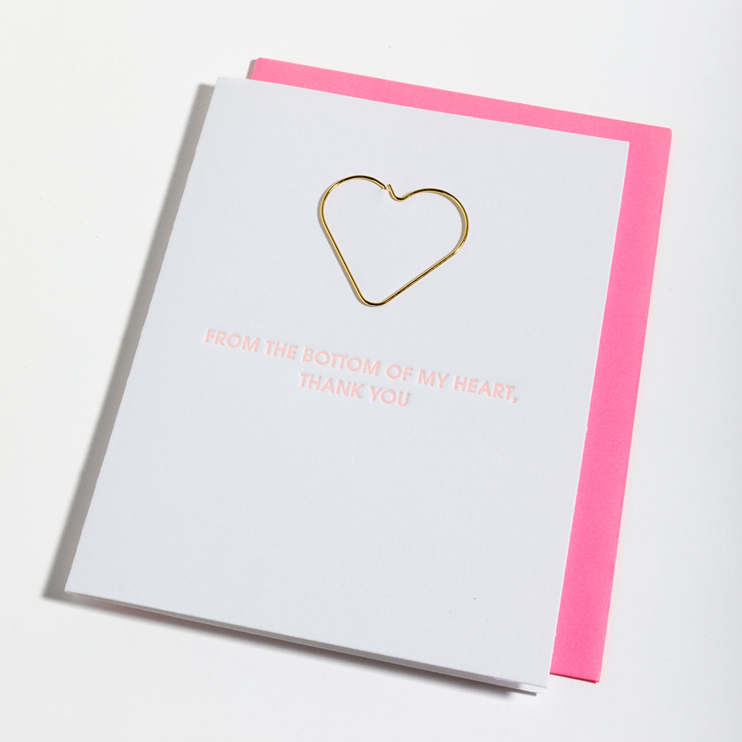 From The Bottom of My Heart, Thank You - Paper Clip Letterpress Card