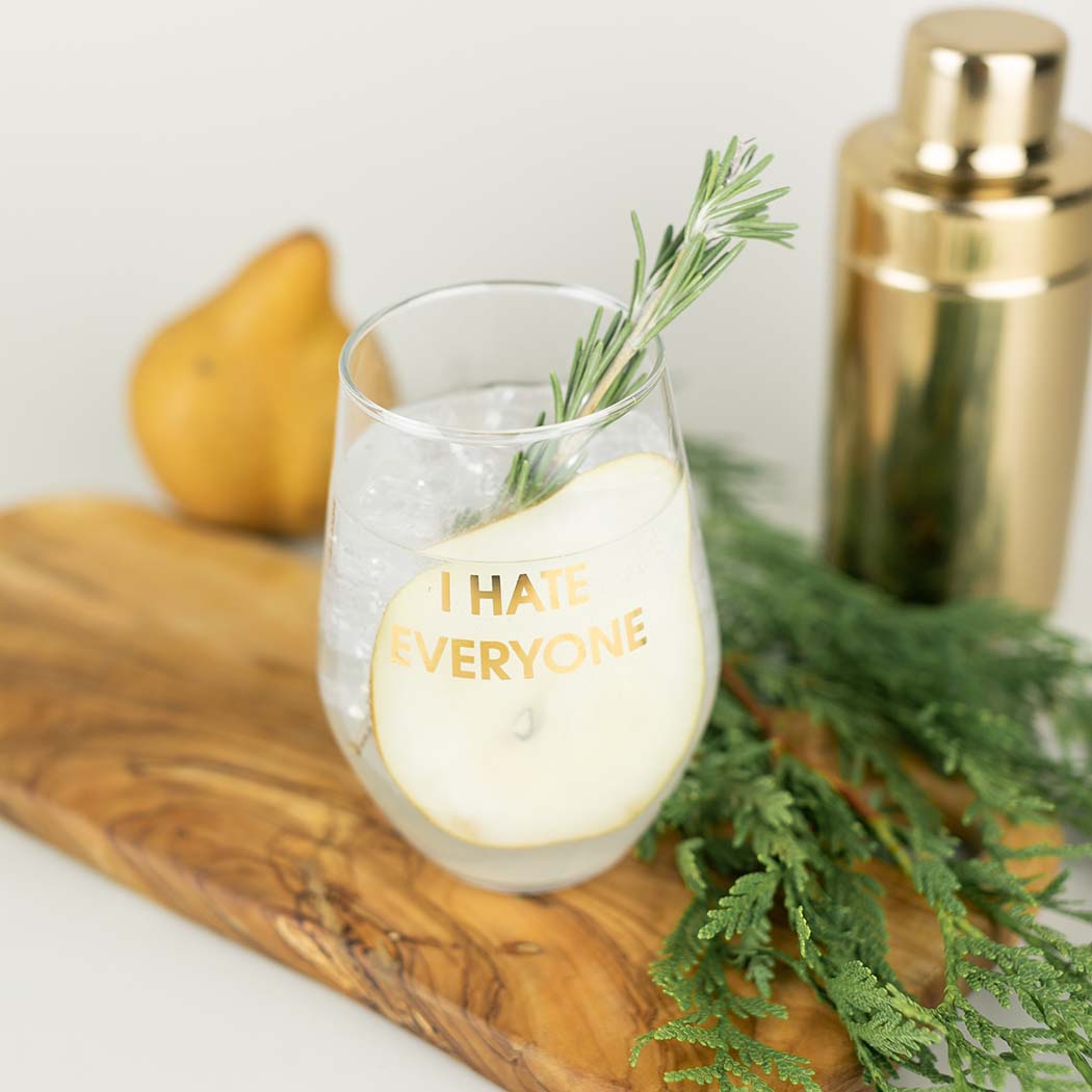 I Hate Everyone - Gold Foil Stemless Wine Glass