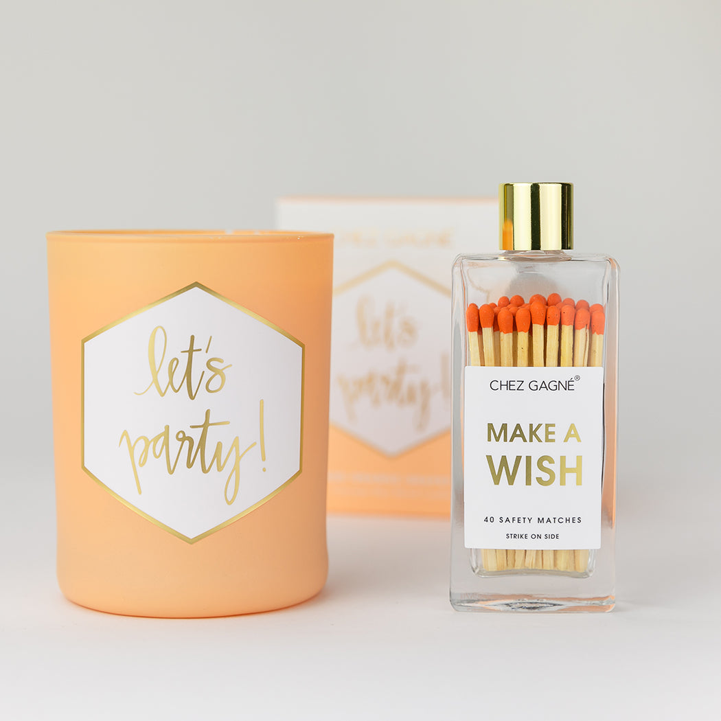 Candle + Matches Set: Let’s Party + Make A Wish