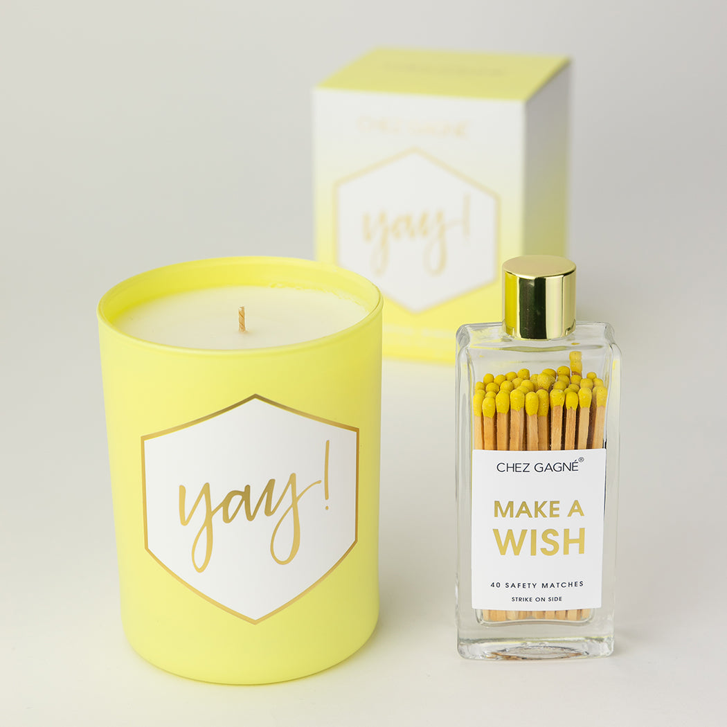 Candle + Matches Set: Yay + Make A Wish *GMA DEALS*