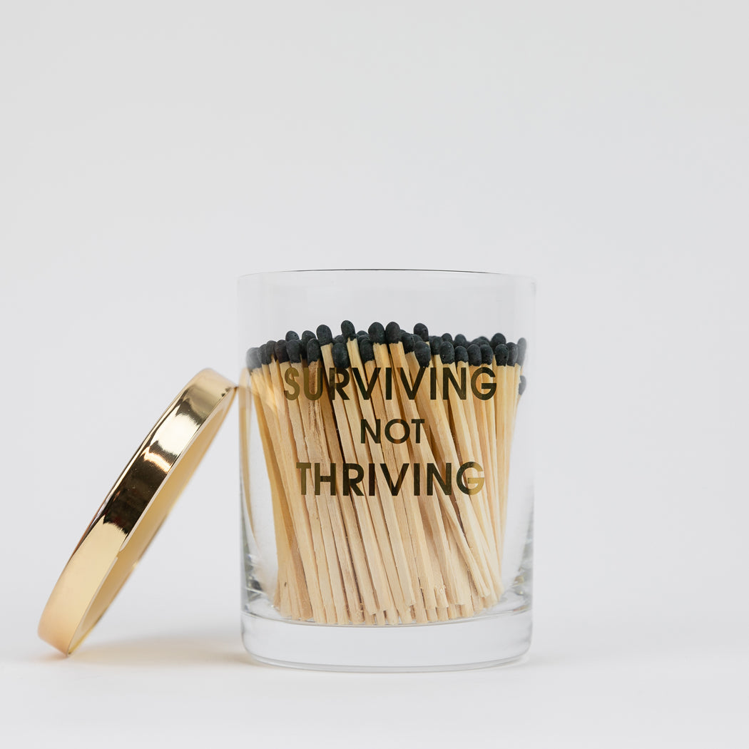Match + Rocks Glass Duo  - Surviving Not Thriving + Black Matches