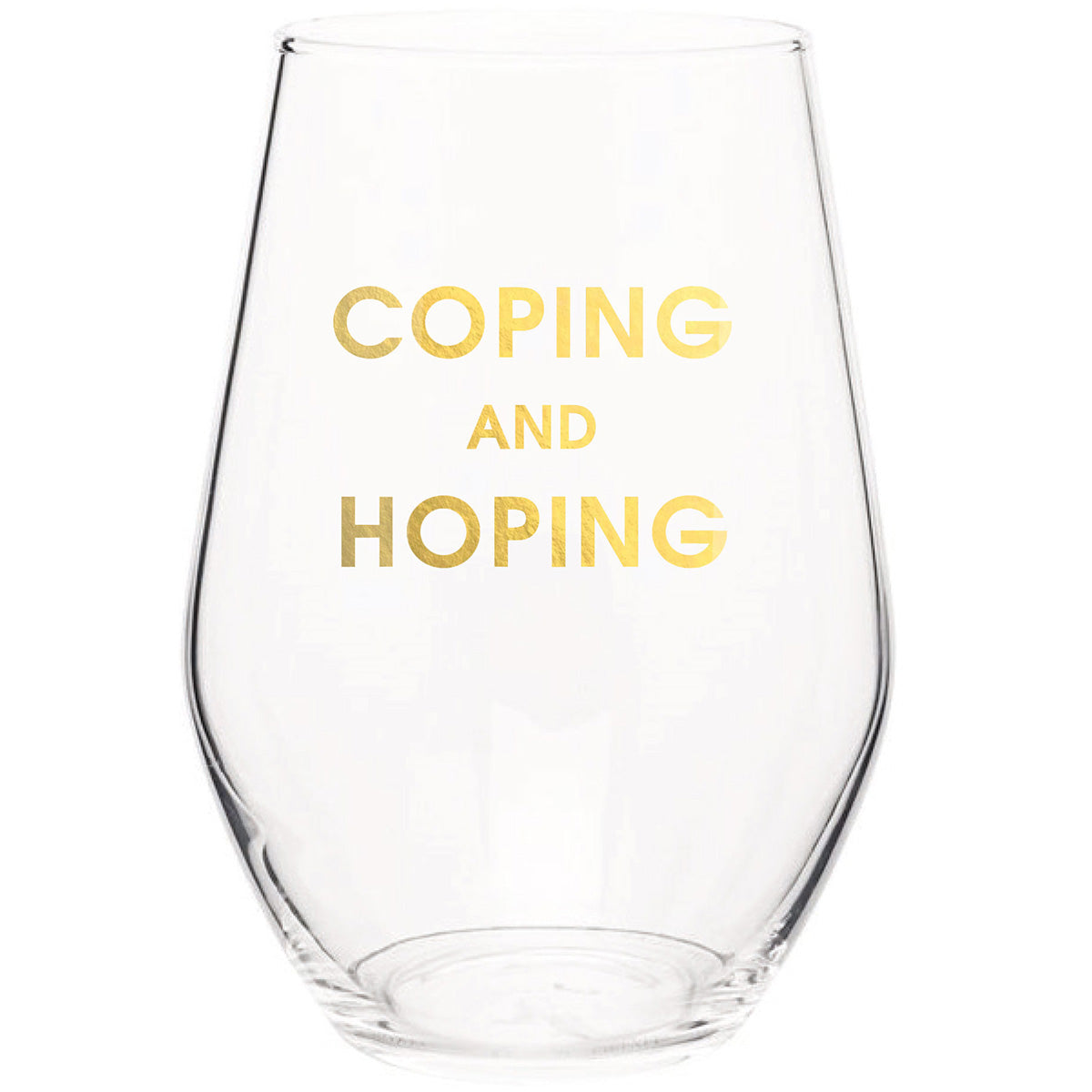 Coping and Hoping - Gold Foil Stemless Wine Glass