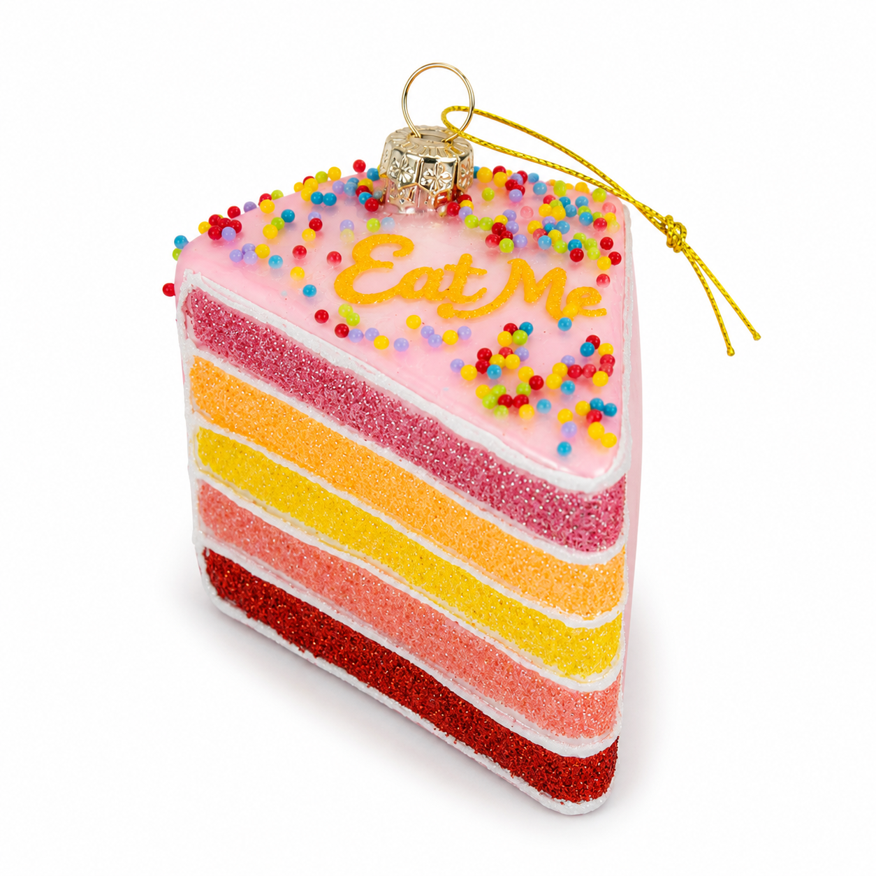 Eat Me - Cake Slice Glass Ornament