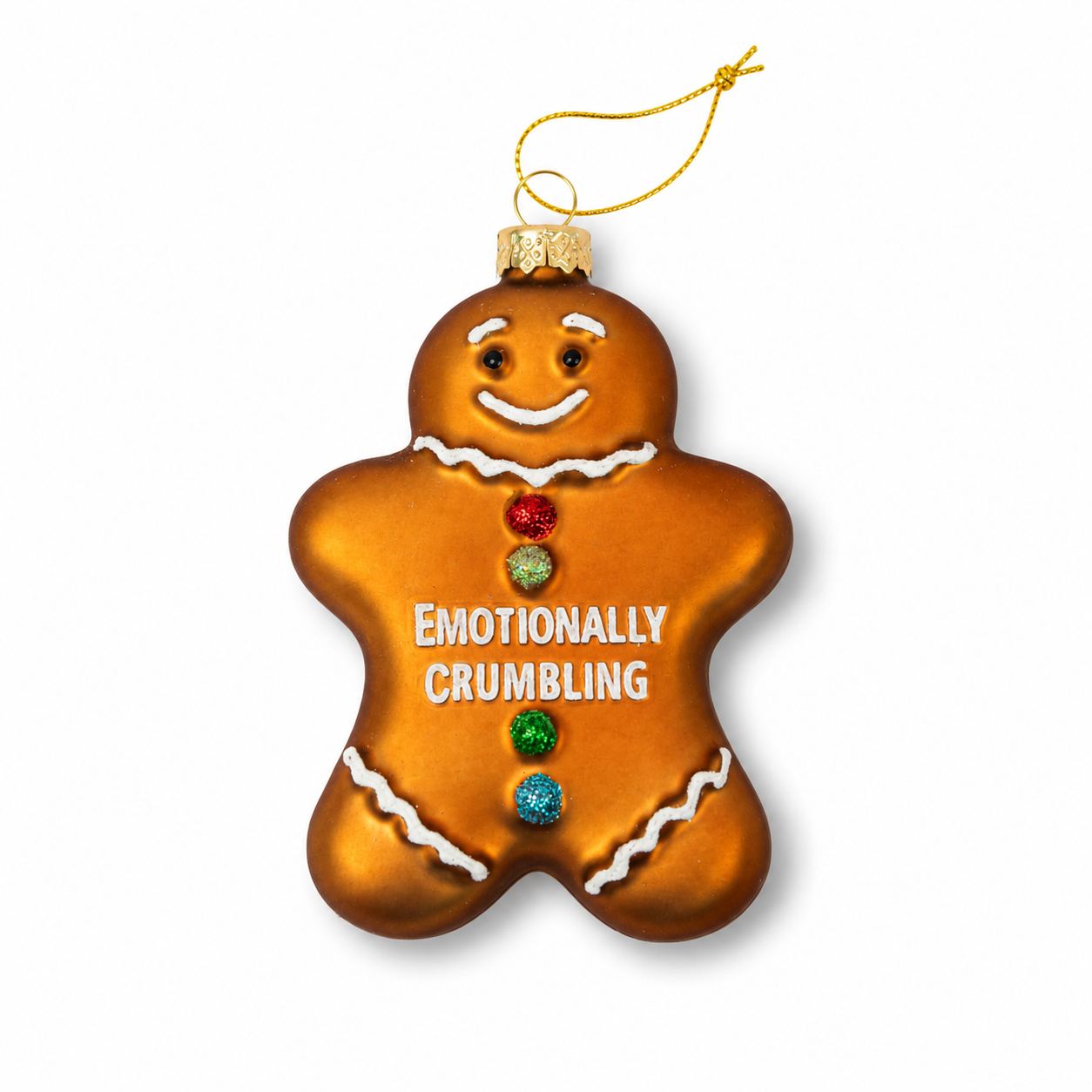 Emotionally Crumbling - Gingerbread Man Glass Ornament
