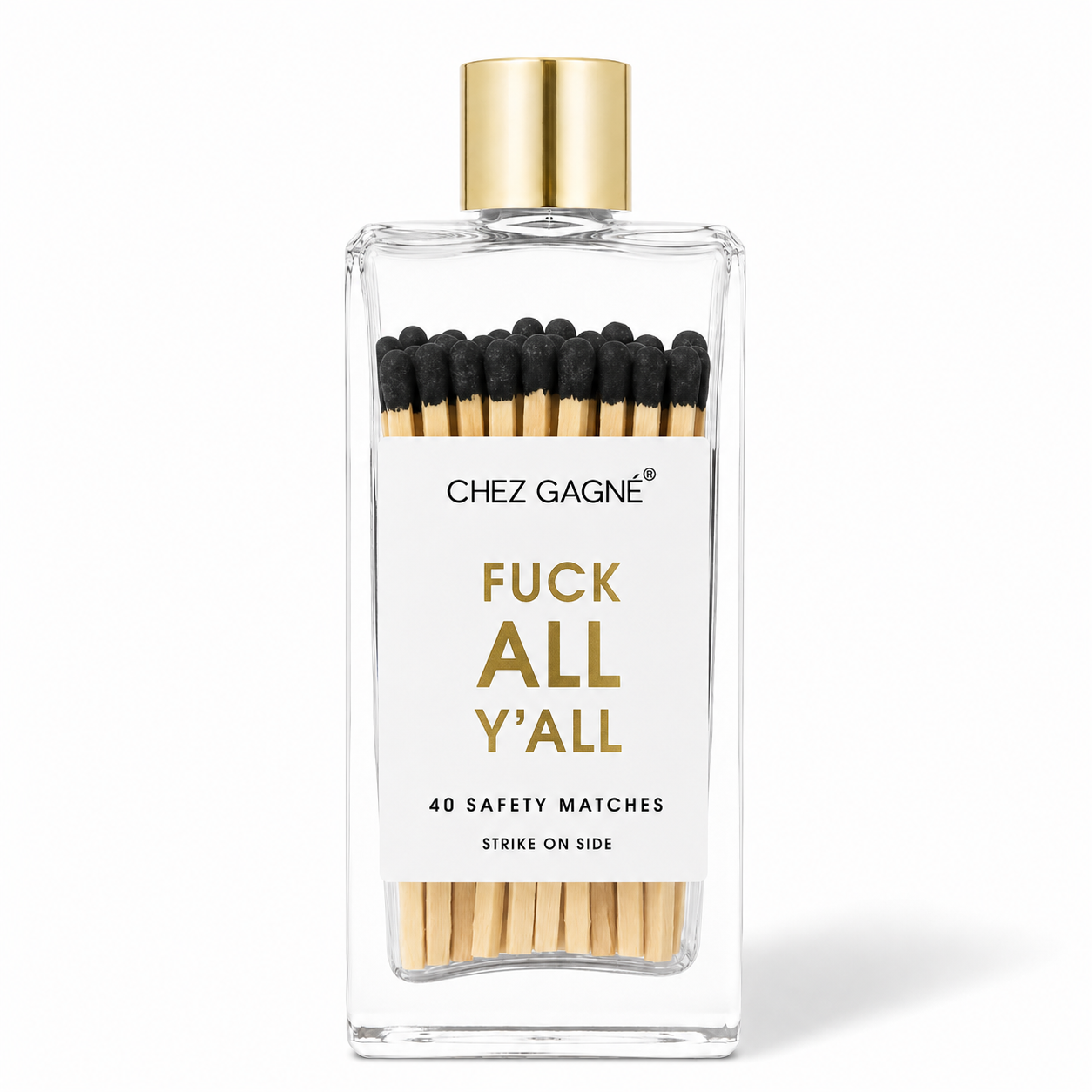 Fuck All Y'all - Glass Bottle Safety Matches  - Black