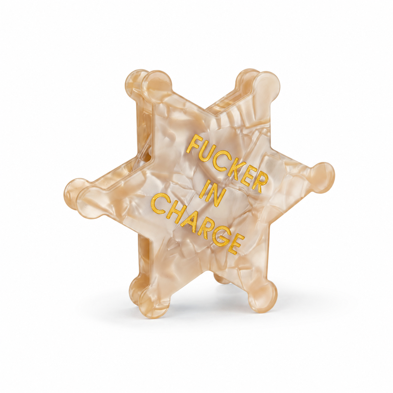 Fucker in Charge - Sheriff's Badge - Cellulose Acetate Hair Claw Clip