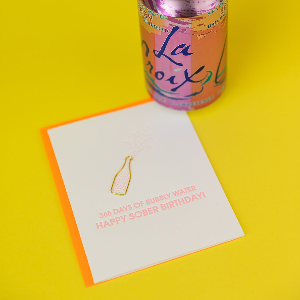 Happy Sober Birthday - Paper Clip Letterpress Card