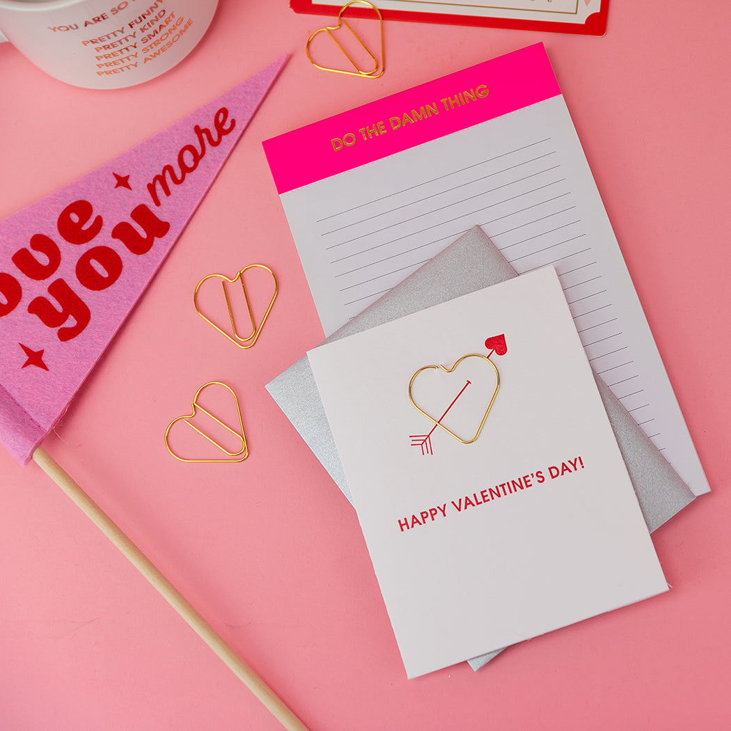 Happy Valentine's Day - Heart Paper Clip Letterpress Card