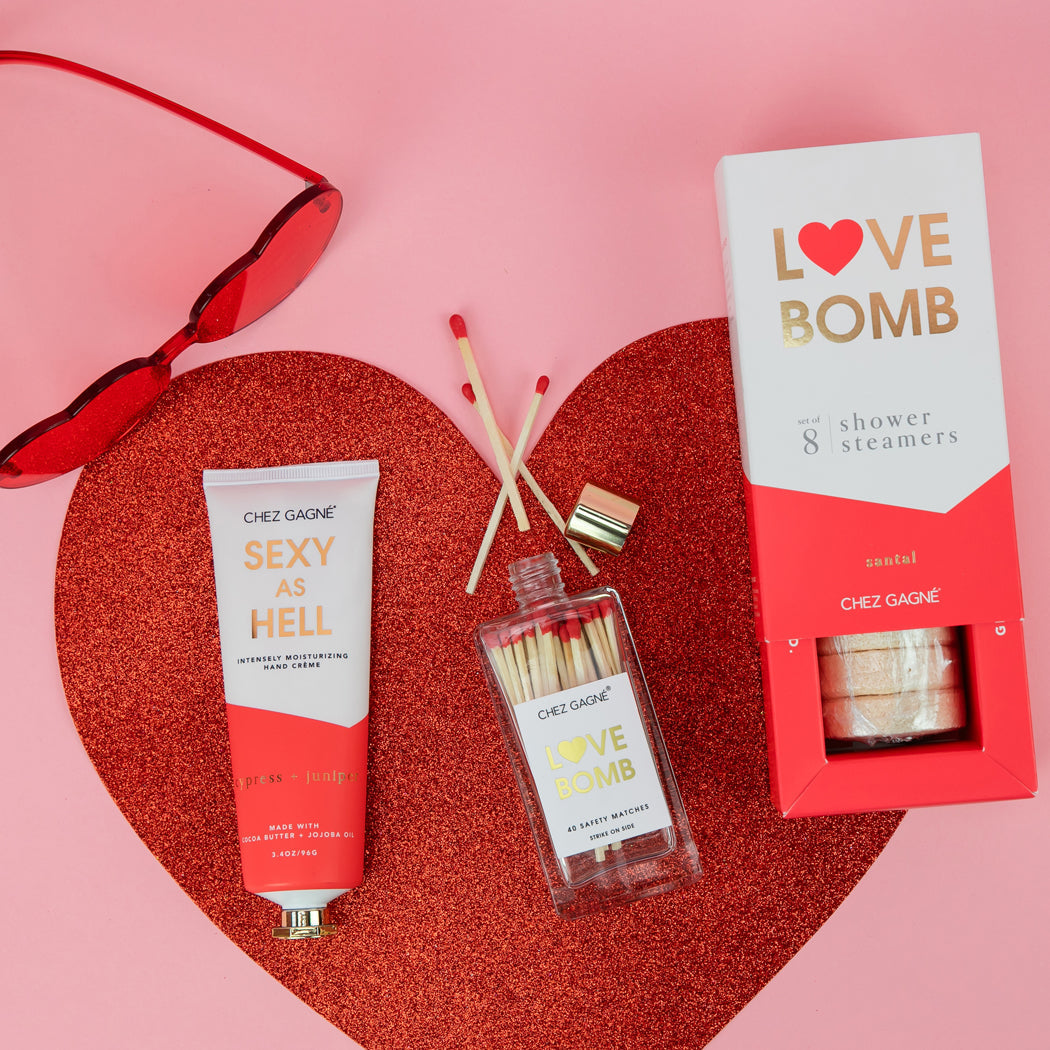 Love Bomb - Glass Bottle Safety Matches - Red Tips