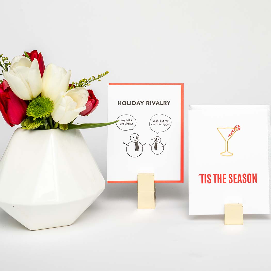 Snowmen Holiday Rivalry - Letterpress Card