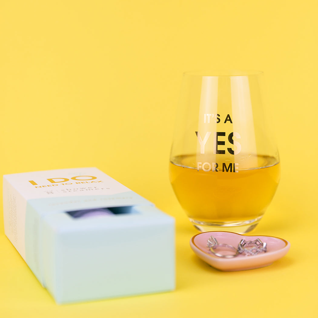 It's A Yes For Me - Gold Foil Stemless Wine Glass