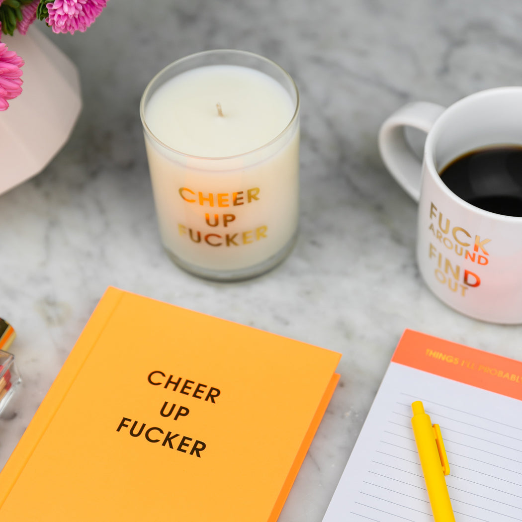 Cheer Up Fucker - Neon Tangerine Hardcover Journal