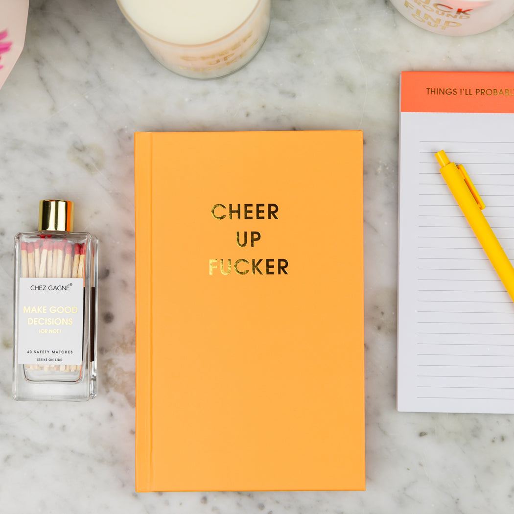 Cheer Up Fucker - Neon Tangerine Hardcover Journal