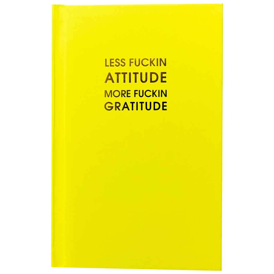 Less Fuckin Attitude More Fuckin Attitude - Neon Lemon-Lime Hardcover Journal
