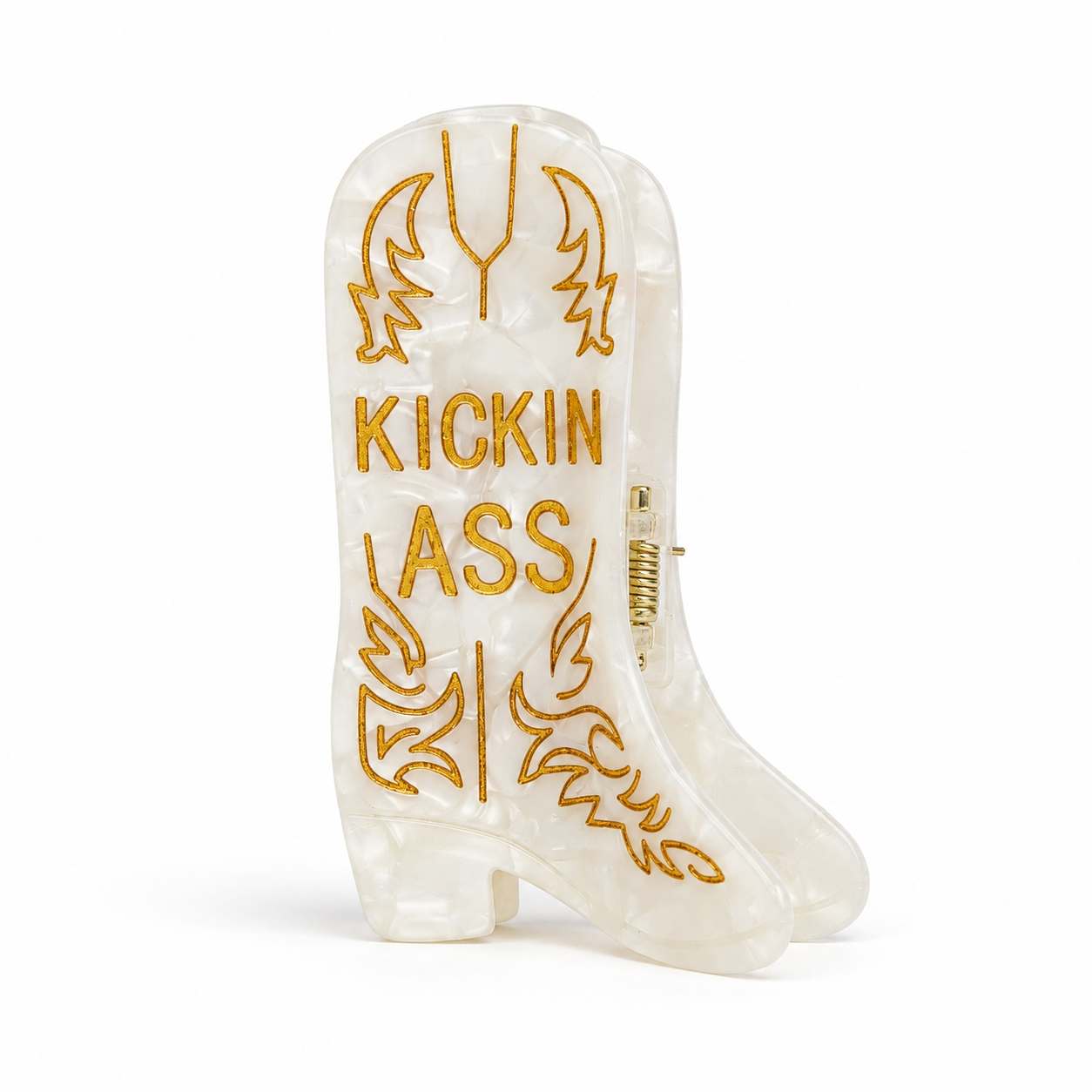 Kickin' Ass - Cowboy Boot - Cellulose Acetate Hair Claw Clip