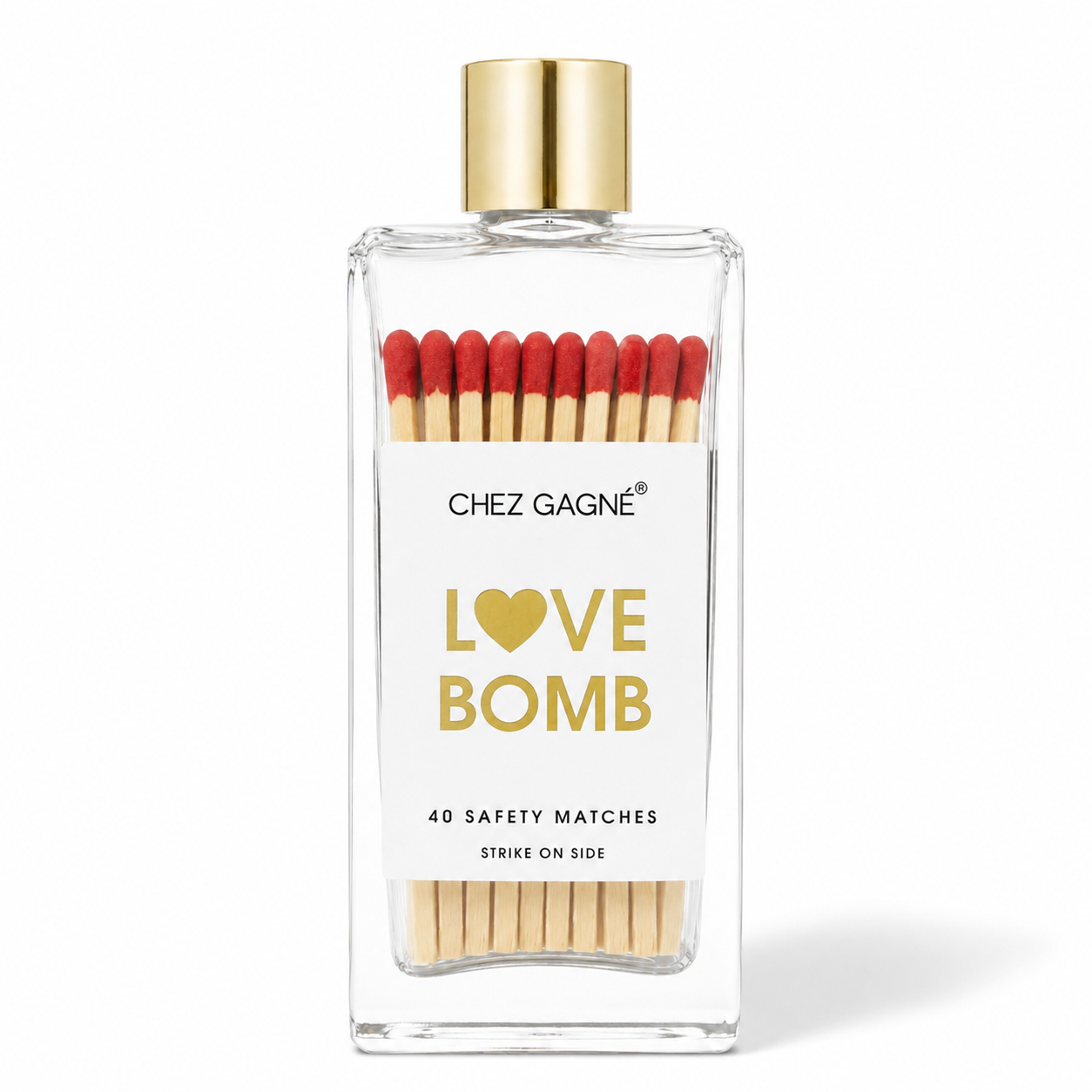 Love Bomb - Glass Bottle Safety Matches - Red Tips