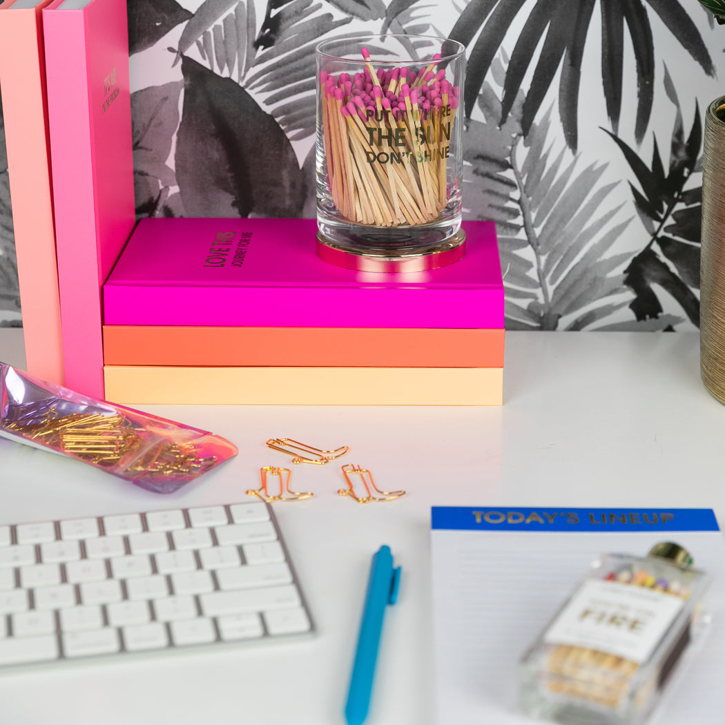 Match + Rocks Glass Duo  - Put It Where The Sun Don't Shine + Bright Pink Matches