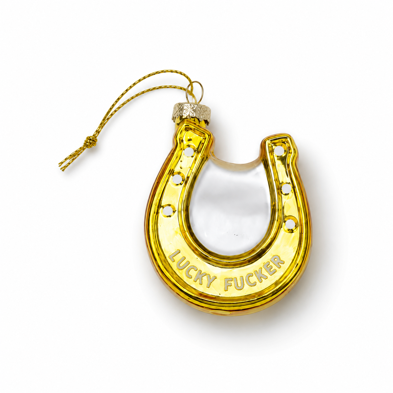 Lucky Fucker - Horseshoe Glass Ornament