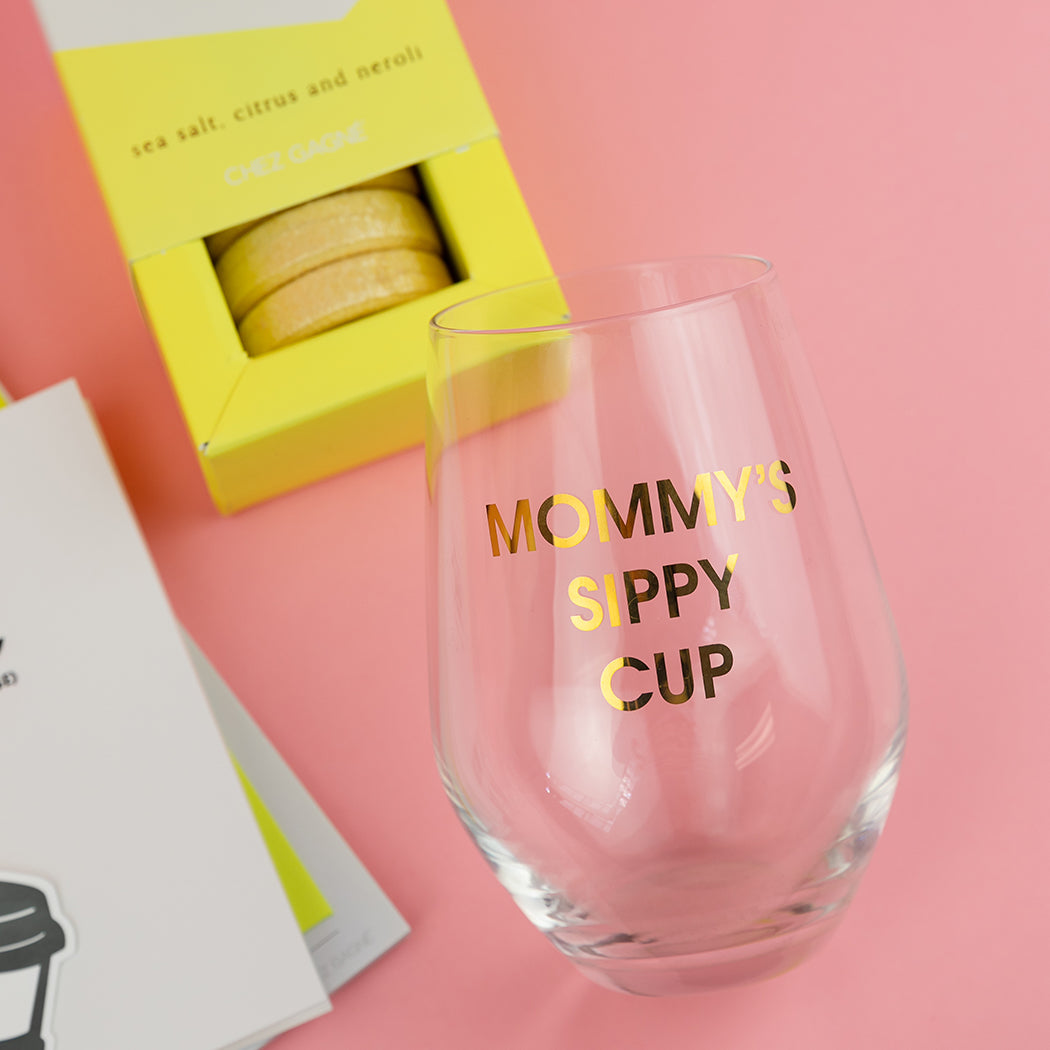 Mommy's Sippy Cup - Gold Foil Stemless Wine Glass