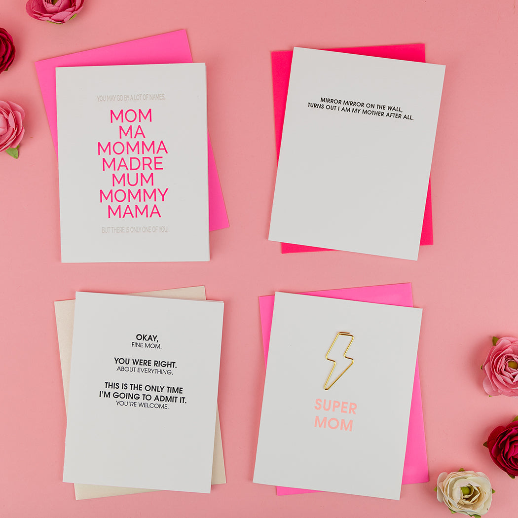 Super Mom - Lightning Bolt Paper Clip Letterpress Card