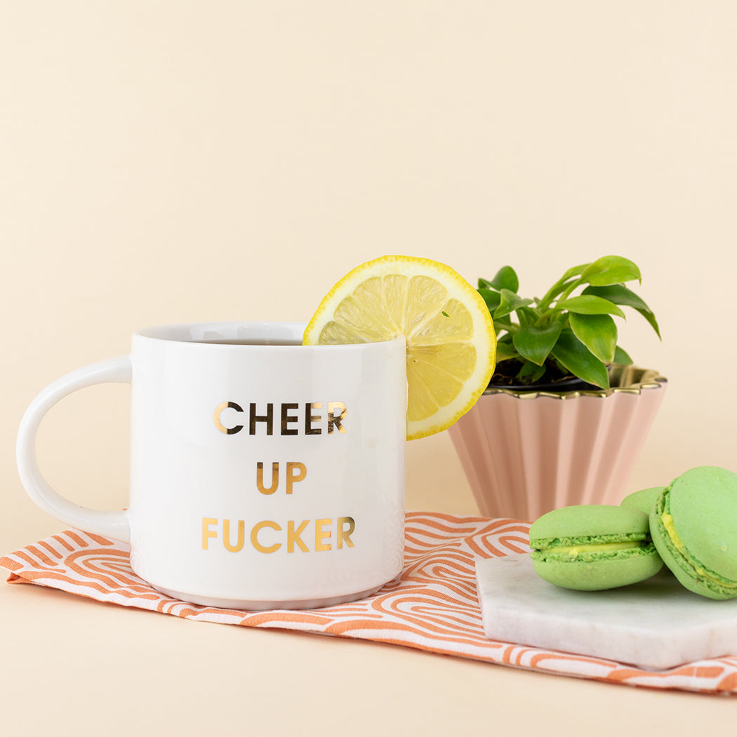 Cheer Up Fucker - Gold Foil Oversized Mug