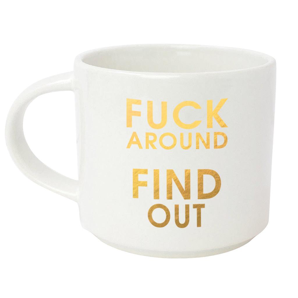 Fuck Around. Find Out. Gold Metallic Mug (Slightly Imperfect)